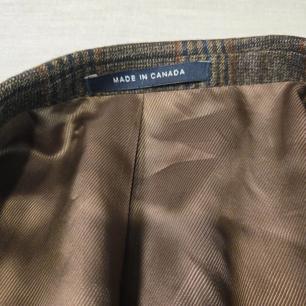 Loro Piana Cremieux Sport Coat 48R Mens Brown Glen Plaid Wool Blazer Jacket Can
